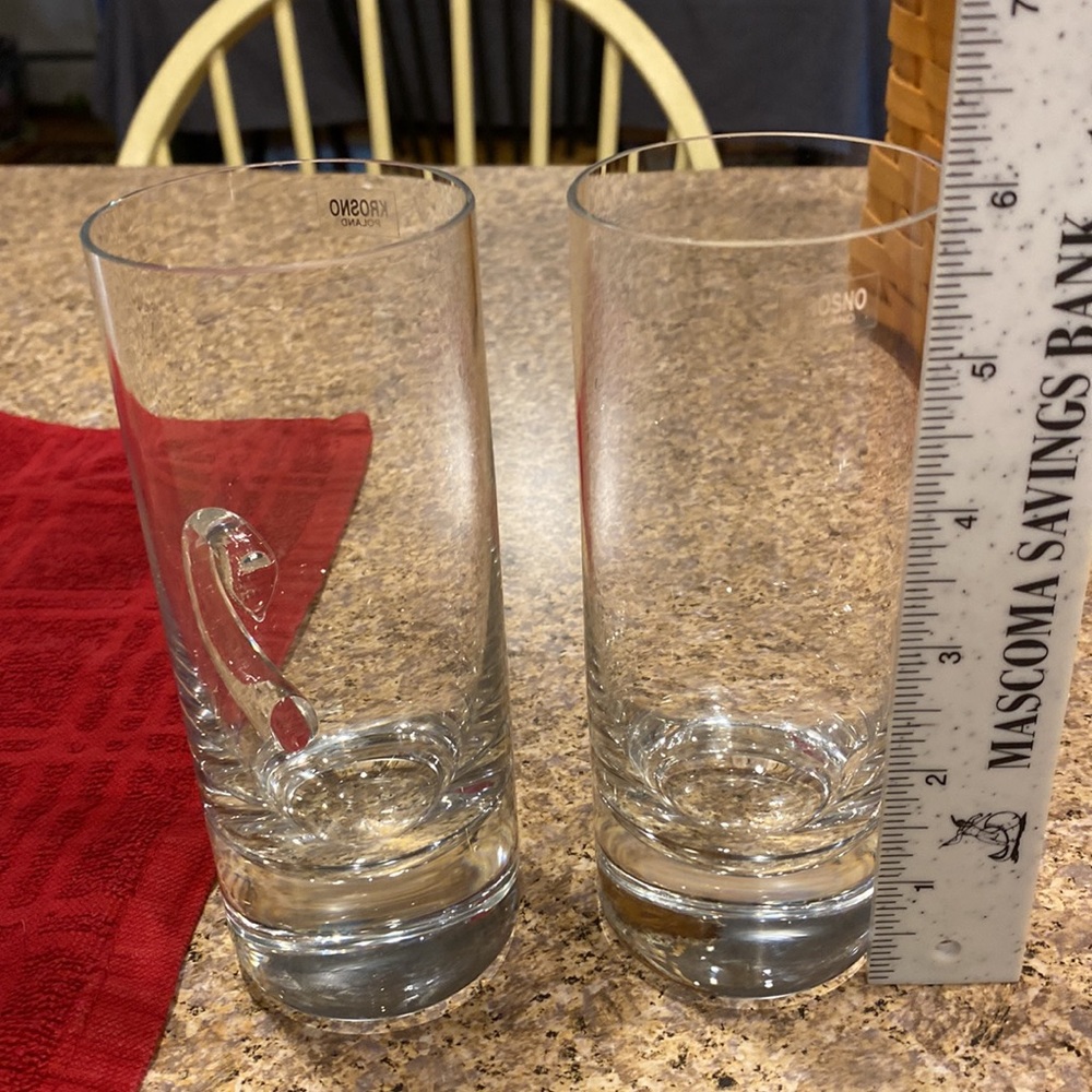 NWT 2 Krosno Poland Crystal Handled Glasses - Picture 9 of 17